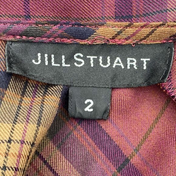 Jill Stuart Women's Plaid Cranberry Baby Doll Dress Peter Pan Collar Size 2 EUC! - Picture 2 of 5